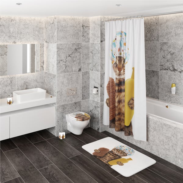 Seifenspender und WC Bürste Shower Cat
