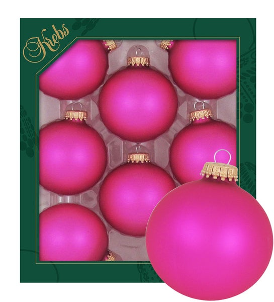 Pink matt 7cm Glaskugeln uni, 8 Stck., Weihnachtsbaumkugeln, Christbaumschmuck, Weihnachtsbaumanhänger