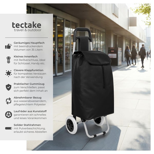 Einkaufstrolley von tectake mit wasserabweisendem Polyesterbezug und Stahlrahmen