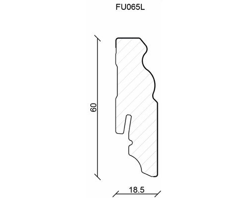 Sockelleiste Weiß foliert FU065L 18,5x60x2400 mm