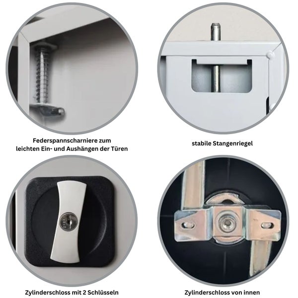 PROREGAL Stahlschrank Bee 10 Fachböden HxBxT 195 x 92 x 60 cm Pulverbeschichtetes & Verstärktes Fachbodenmaterial Schwarz & Grau