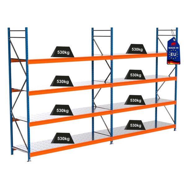Regalsystem mit mehreren Ebenen und hoher Traglast von 530 Kilogramm pro Ebene, Hergestellt in der Europäischen Union
