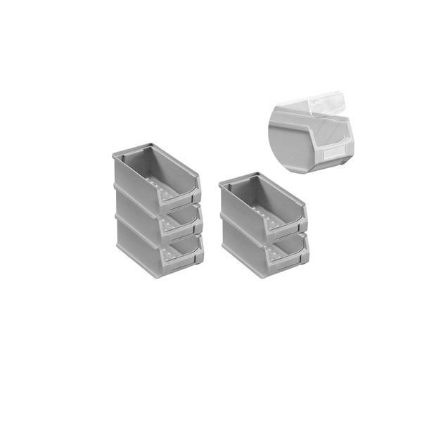 PROREGAL SparSet 5 x Graue Sichtlagerbox 2.0 Mit Abdeckung HxBxT 7,5 x 10 x 17,5 cm 0,8 Liter Sichtlagerbehälter Sichtlagerkasten