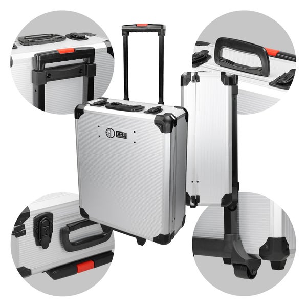 ECD Germany Alu Werkzeugkoffer 949 teilig Qualitätswerkzeug, Silber, Chrom-Vanadium Stahl, 4 Ebenen, mit Rollen, Werkzeugkasten Werkzeugkiste Werkzeugtasche Werkzeugbox Werkzeug-Set Werkzeug Trolley