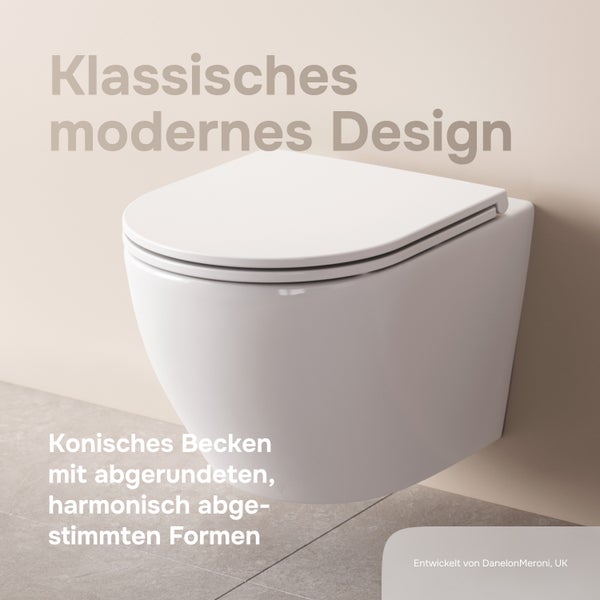 Wandhängendes WC mit konischem Becken und WC Sitz in modernem Design von DanelonMeroni
