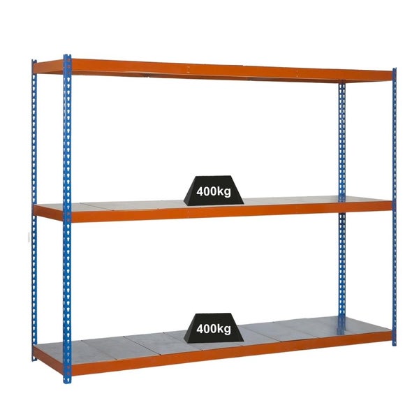 PROREGAL Schwerlastregal Mid Metal Yeti Three HxBxT 150 x 120 x 75 cm Fachlast 400 kg Blau-Orange