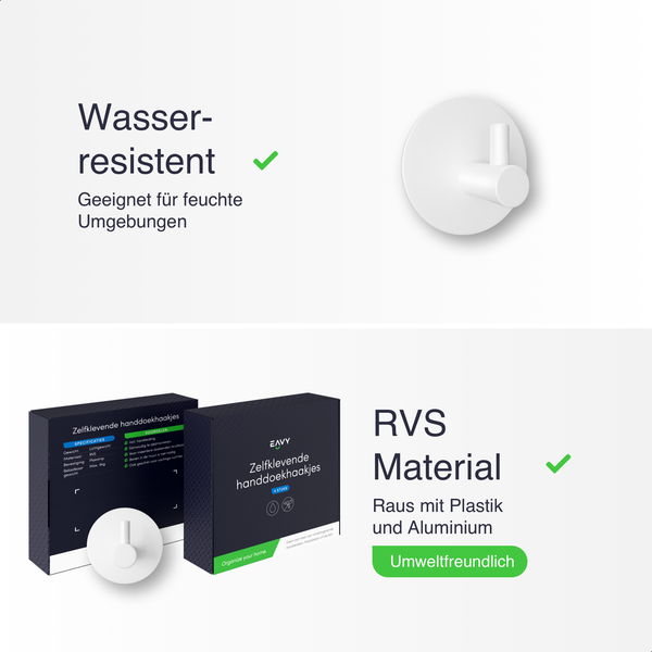 EAVY Handtuchhaken Edelstahl Weiß Selbstklebend 4er Pack