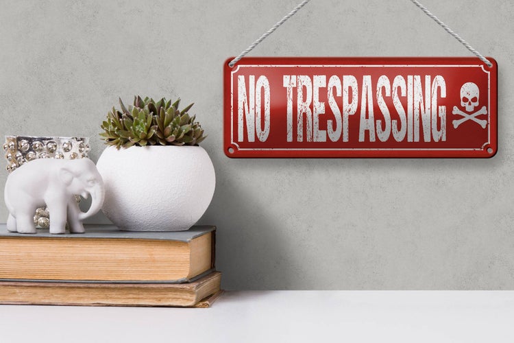 Blechschild Spruch 27x10cm No trespassing Dekoration