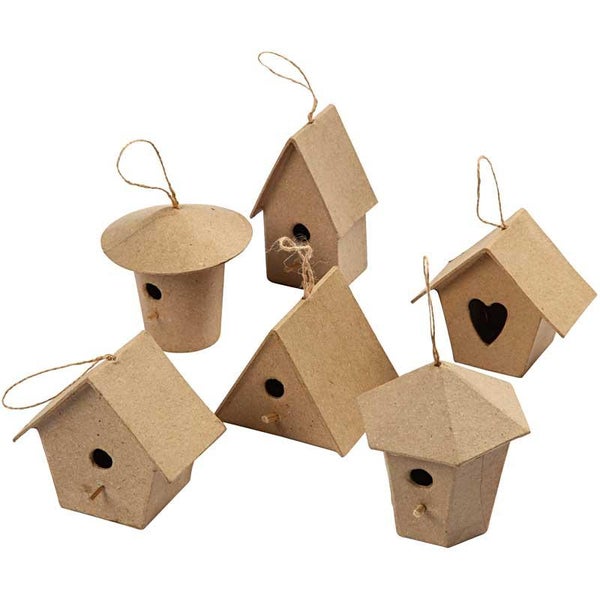 Creativ Company  Mini-Vogelhäuser, H 7 cm, 6 Stk