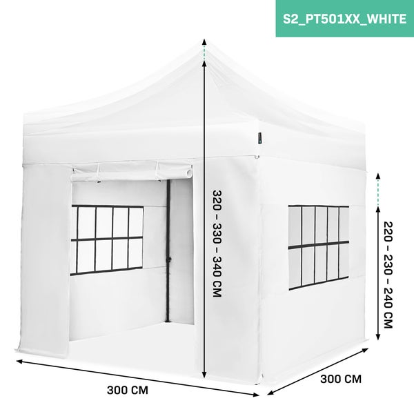 VONROC Pavillon 3x3m wasserdicht stabil - Partyzelt EasyUp System [3Min Aufbau] Popup Faltpavillon modular erweiterbar als Festival Zelt, Gartenpavillon