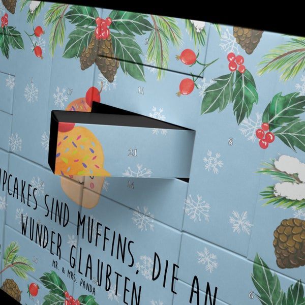 Mr. & Mrs. Panda Befüllbarer Adventskalender Cupcake - Blau Pastell