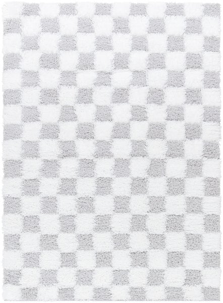 Moderner Hochfloriger Shaggy Teppich Elfenbein/Hellgrau 160x220 cm WILLA