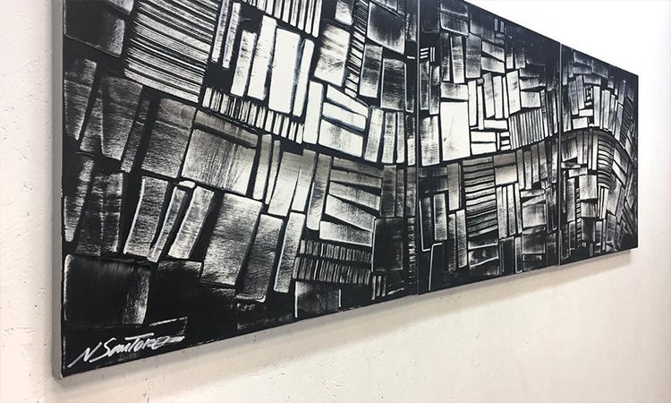 Das Wohnzimmerbild -Inner City- 180x60x2 cm handgemaltes Unikat