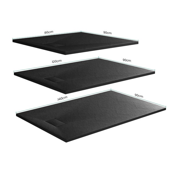 EMKE Duschwanne 120x90cm Flach, Rechteckig, Anti-Rutsch, Zuschneidbare SMC Duschtasse, Schwarz