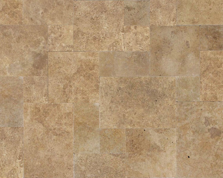 Wohnrausch Travertin Terrassenplatten BROWN Römischer Verband 3 cm, getrommelt, braun