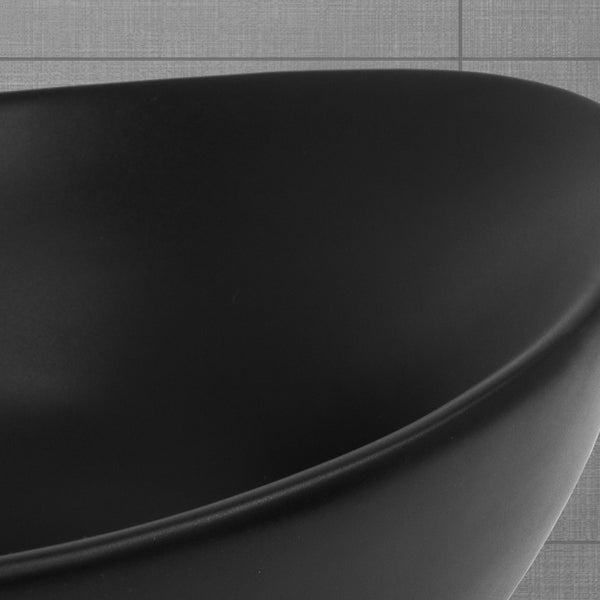 ML-Design Waschbecken aus Keramik in Schwarz Matt 41x33,5x14,5cm, Ovale Aufsatzwaschbecken, Moderne Waschtisch, Waschschale mit Abflussloch, Waschplatz Handwaschbecken, für das Badezimmer und Gäste-WC