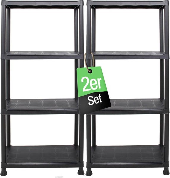 Ondis24 2x Steckregal 60 x 30 x 135 (H) cm, 4 Böden, Kunststoffregal