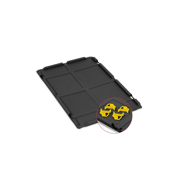 PROREGAL SparSet 10x Eurobox NextGen Grip mit Auflagedeckel inkl. 4 gelben Schiebeschnappverschlüssen, HxBxT 32x40x60cm, 65 Liter, Schwarz, Griffe geschlossen, Verstärkter Boden, Eurobehälter, Transportbox, Transportbehälter, Stapelbehälter