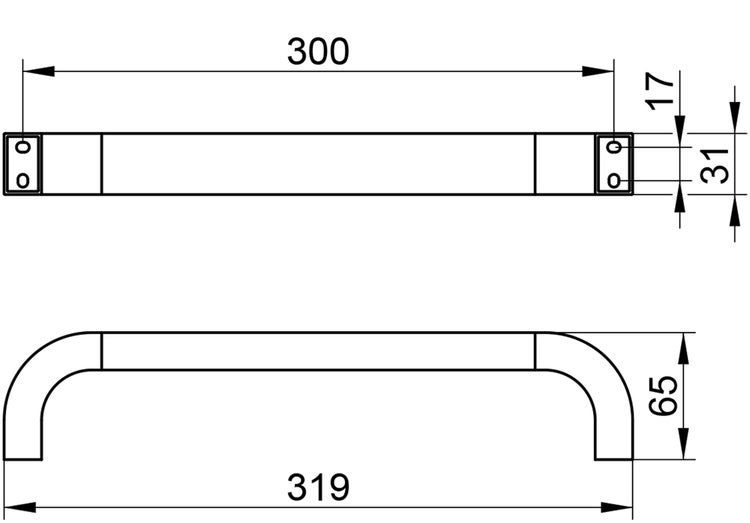 KEUCO Haltegriff, Hochglanz-verchromt, 30 cm lang, Belastbarkeit 115 kg, Wandmontage, Edition 300