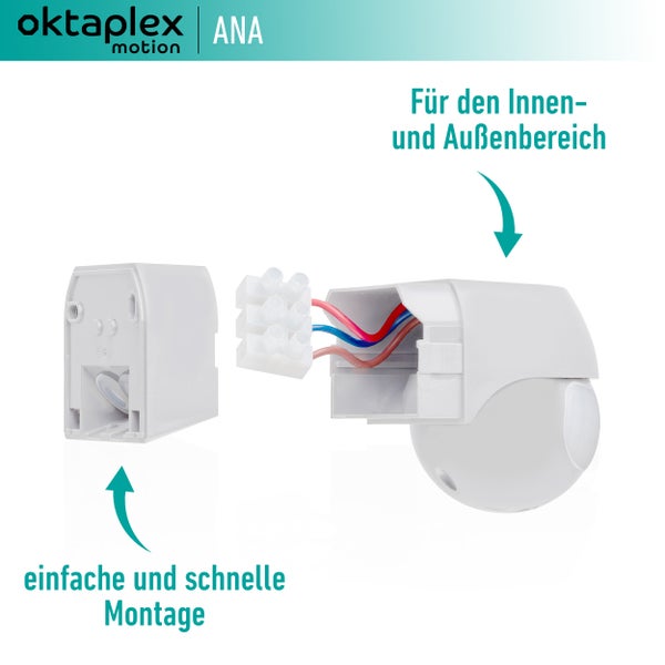 Oktaplex Ana Weiß Infrarot Bewegungsmelder für Innen + außen