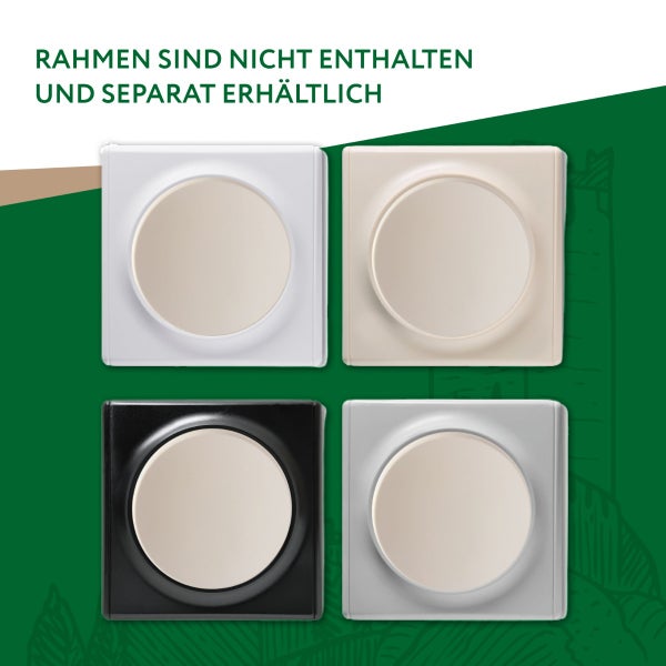 Vier Lichtschaltereinsätze ohne Rahmen, separat erhältlich.