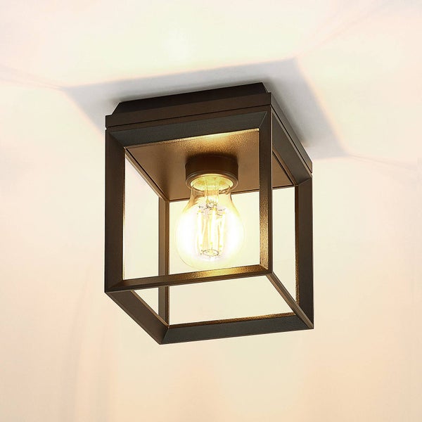 Quadratische Deckenleuchte mit Glühbirne