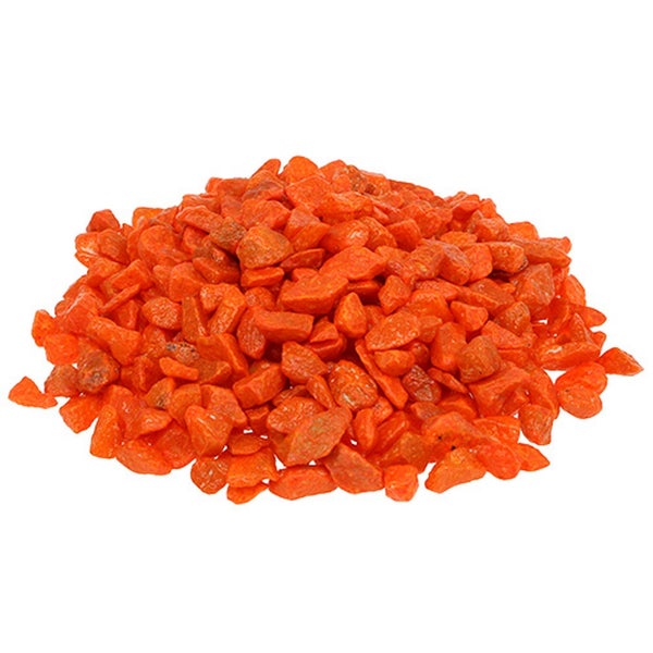 Orangefarbener Dekokies mit unregelmäßiger Körnung für die Gestaltung von Garten und Innenräumen.