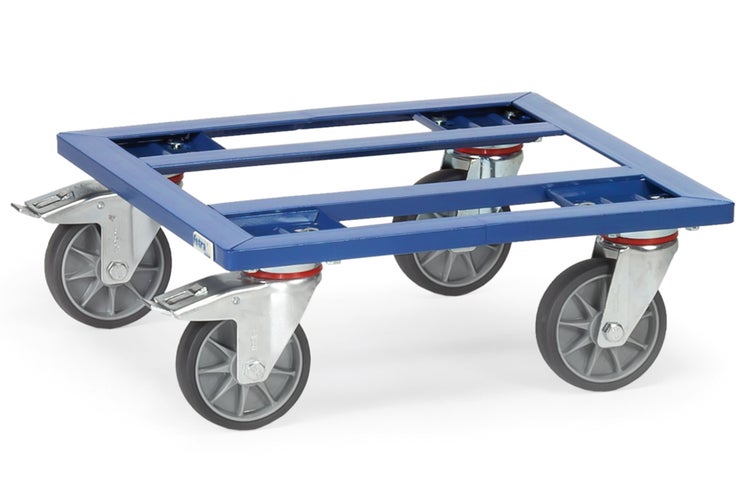 Transportroller mit Stahlrahmen und vier Lenkrollen