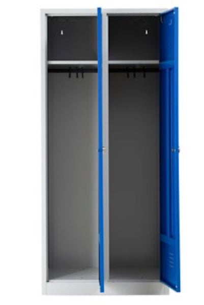 PROREGAL Garderobenspind Camel 2-Fächer HxBxT 180 x 80 x 50 cm Vorhängeschloss Grau-Blau