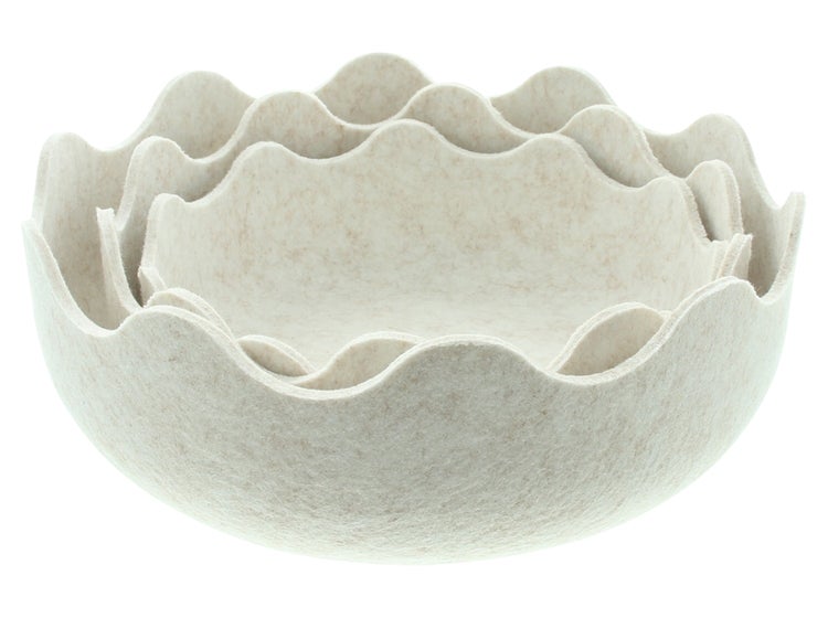 FRANK FLECHTWAREN|Schale Osterei, 3er Set, 20 x 20 x 6,5 cm, 22 x 22 x 8,5 cm, 26,5 x 26,5 x 9,5 cm, POLYESTER