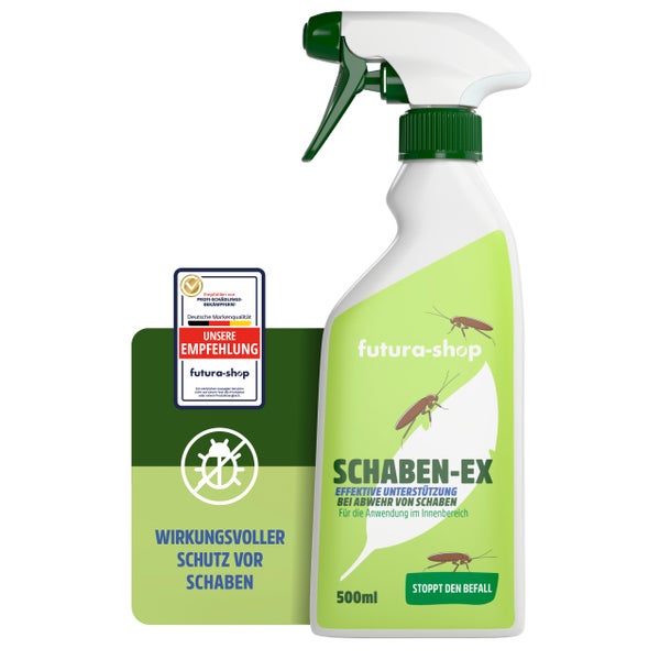 Futura-shop Schaben-Ex Insektenspray zur Bekämpfung von Schaben im Innenbereich, 500 Milliliter Sprühflasche.