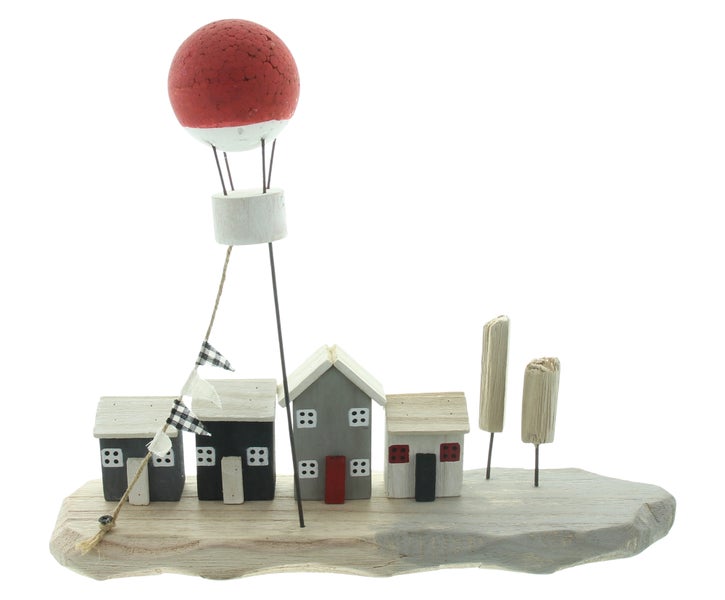 FRANK FLECHTWAREN|Promenade Heißluftballon, 38 x 9,5 x 28 cm, HOLZ, KUNSTSTOFF, METALL