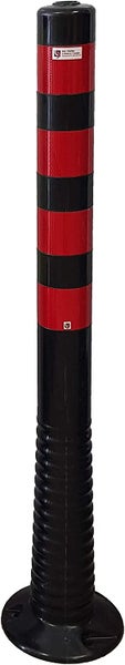 Schwarze Premium flexible überfahrbare Absperrpfosten Absperrpoller 100cm reflektierend / rot / 1 Stück