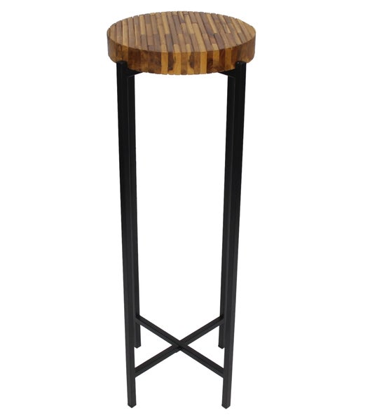 FRANK FLECHTWAREN|Pflanzenständer Industrial, Ø 33 x 79 cm, HOLZ, METALL