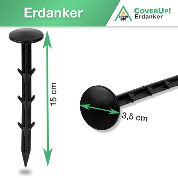CoverUp! Erdanker für Unkrautvlies [20 Stück] – Extrem Stabil – Erdnägel aus bruchfestem Kunststoff…