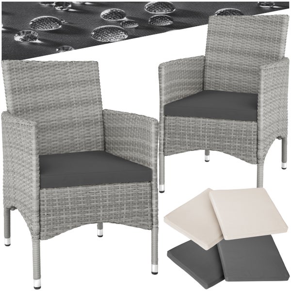 2er Set Rattanstuhl tectake Nantes widerstandsfähig 59 x 57 x 85 cm