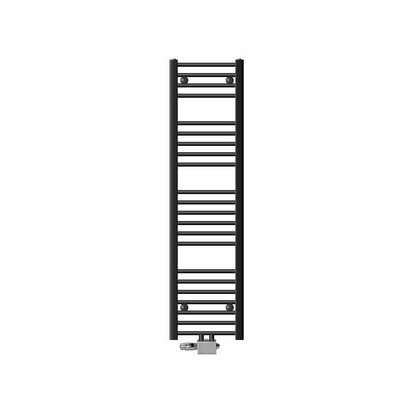 ECD Germany Badheizkörper Mittelanschluss 300 x 1400 mm Anthrazit gerade mit Thermostat Anschlussgarnitur Universal Eck- und Durchgangsform - Heizkörper Heizung Handtuchwärmer Handtuchtrockner