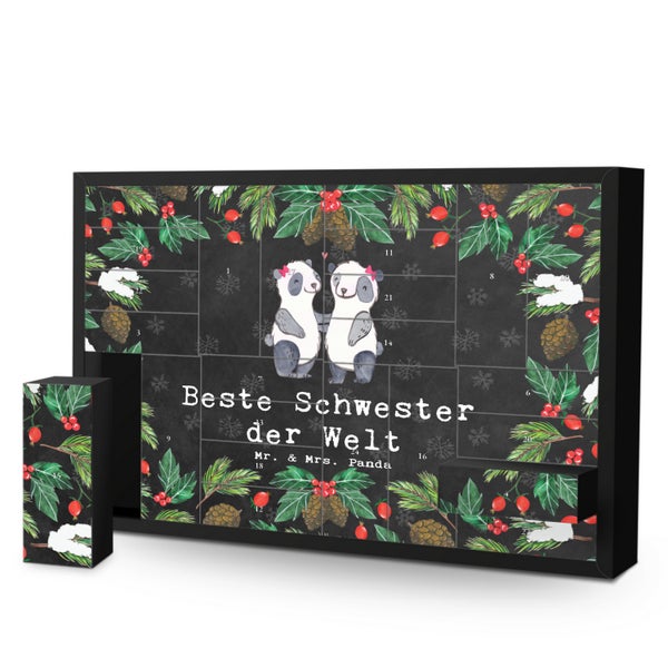 Mr. & Mrs. Panda Befüllbarer Adventskalender Panda Beste Schwester der Welt - Schwarz