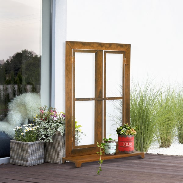 Outsunny Eisenfenster, 55cm x 19cm x 80cm, Eisen, Rustikal-Braun