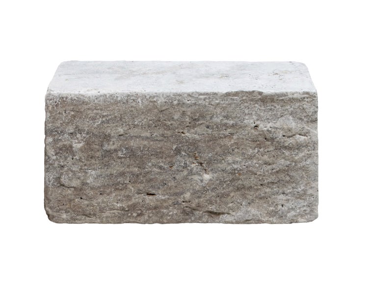 Wohnrausch Naturstein Mauersteine Travertin SILVER GREY, spaltrau, getrommelt, grau, L 15-50, B 18-20, H 22,5 cm, 1 qm
