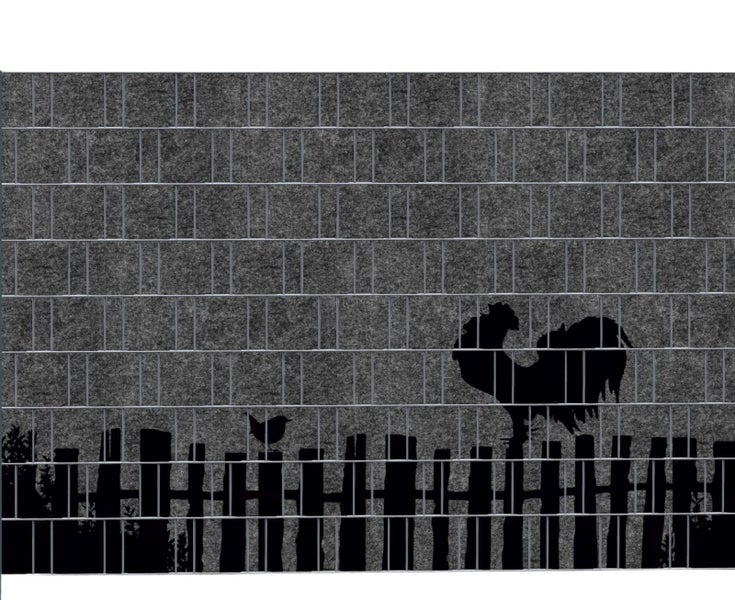 Sichtschutzmatte mit Hühnermotiv und Vogelmotiv für den Gartenzaun