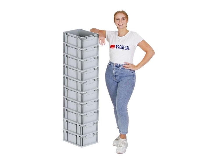 PROREGAL Eurobox Nextgen Economy Griffe Geschlossen HxBxT 17 x 30 x 40 cm 16 Liter Eurobehälter Transportbox Transportbehälter Stapelbehälter