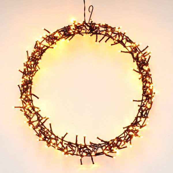 ECD Germany Lichterkranz 300 LEDs, Ø 38cm, Warmweiß, IP44, Türkranz, Fensterkranz, Weihnachtsdeko, Kranz, Weihnacht Ring, Fensterlicht, Weihnachten, Weihnachtsdekoration, Weihnachtsbeleuchtung