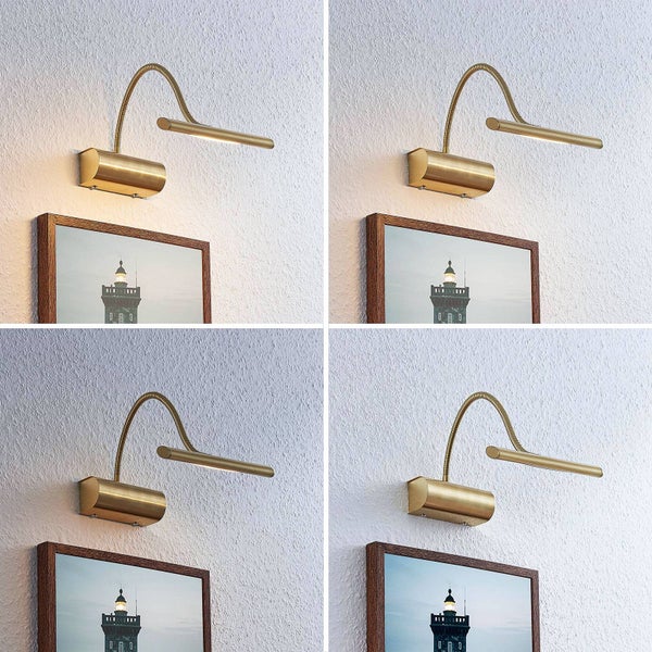 Lindby LED Wandleuchte, Wandlampe Innen Rakel dimmbar (Modern) in Gold / Messing aus Metall (1 flammig ) - Bilderleuchte Wandstrahler Wandbeleuchtung Schlafzimmer Wohnzimmer Wohnzimmerleuchte