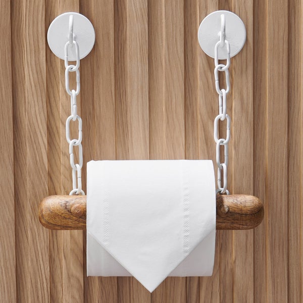 DEKAZIA® Toilettenpapierhalter Holz | Klopapierhalter ohne Bohren | Klorollenhalter für Toilettenpapier | WC Rollenhalter | Klopapier Aufbewahrung | Bad Zubehör | Toilettenrollenhalter weiß