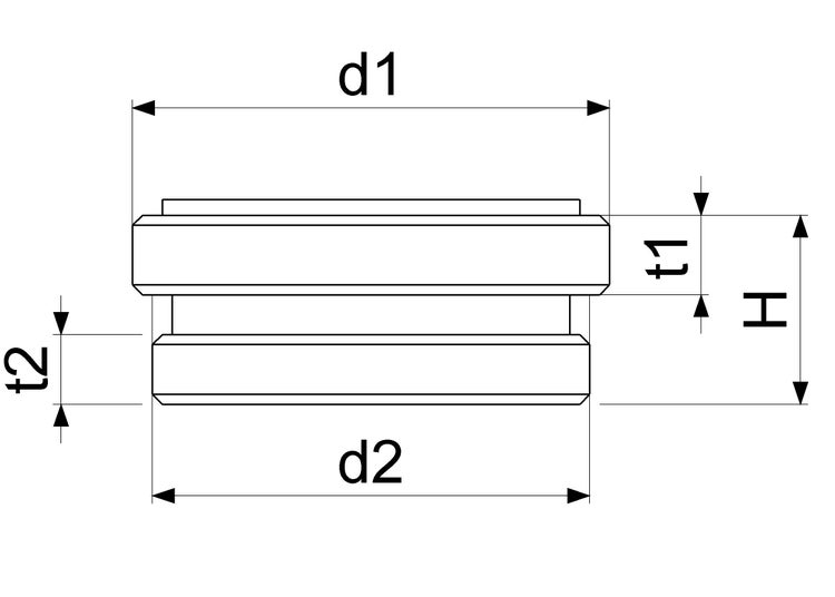 Technische Zeichnung eines Bauteils mit Maßen für Durchmesser und Höhe.