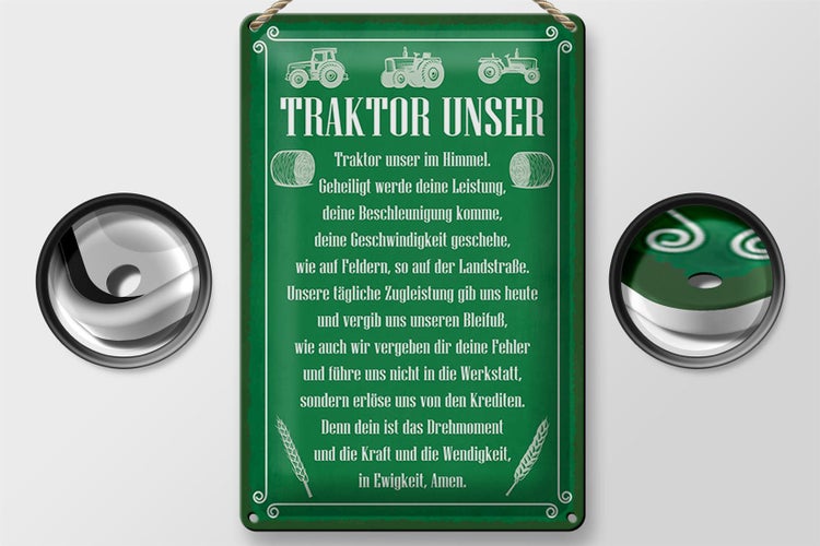 Blechschild Spruch 20x30cm Traktor unser in Ewigkeit Amen