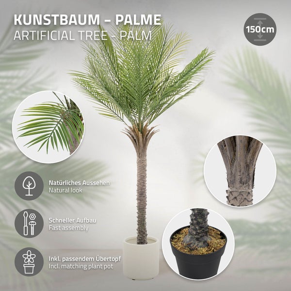 Künstliche Palme mit einer Höhe von 150 Zentimetern im Topf