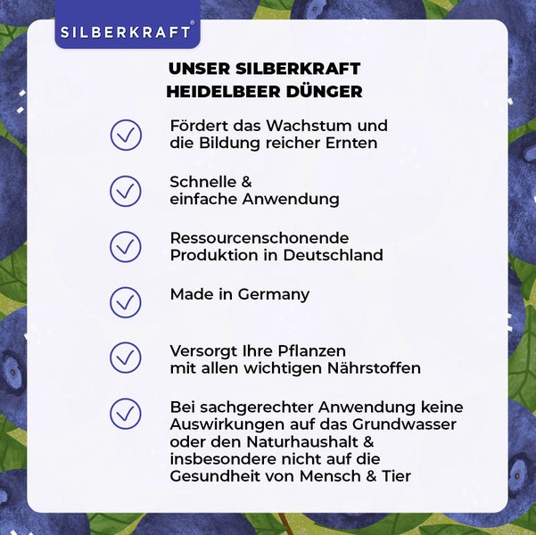 SILBERKRAFT Heidelbeer Dünger – Für Heidelbeeren & Beerensträucher – 1 Liter