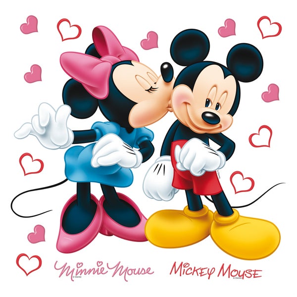 Disney Wandtattoo Minnie & Micky Maus Rosa, Rot, Blau und Gelb - 30 x 30 cm - 600216